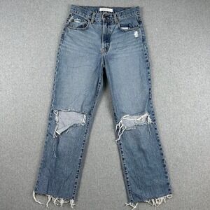 Nobody Denim Womens Jeans S 28 Arlo Jean Long Ultra High Rise Straight Distress‎
